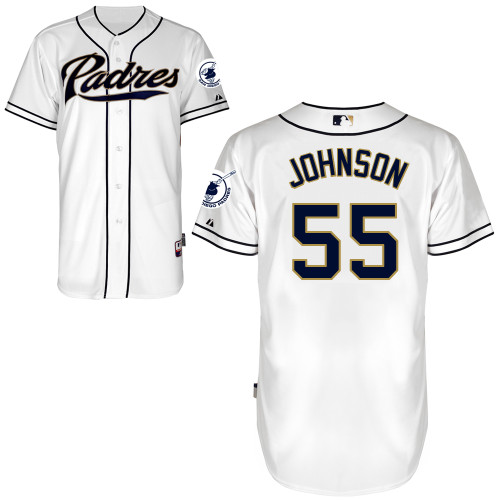 Josh Johnson #55 MLB Jersey-San Diego Padres Men's Authentic Home White Cool Base Baseball Jersey